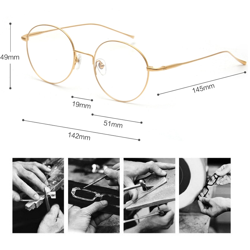 Solid Pure Titanium Round Eyeglasses Frame Myopia Optical Frames Glasses Retro Prescription Eyeglasses Men Women Frames