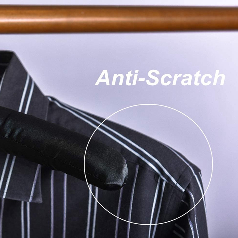 Perchas acolchadas de satén grandes de 15 pulgadas, perchas de seda para ropa de boda, abrigos, trajes, blusa (negro, paquete de 5)