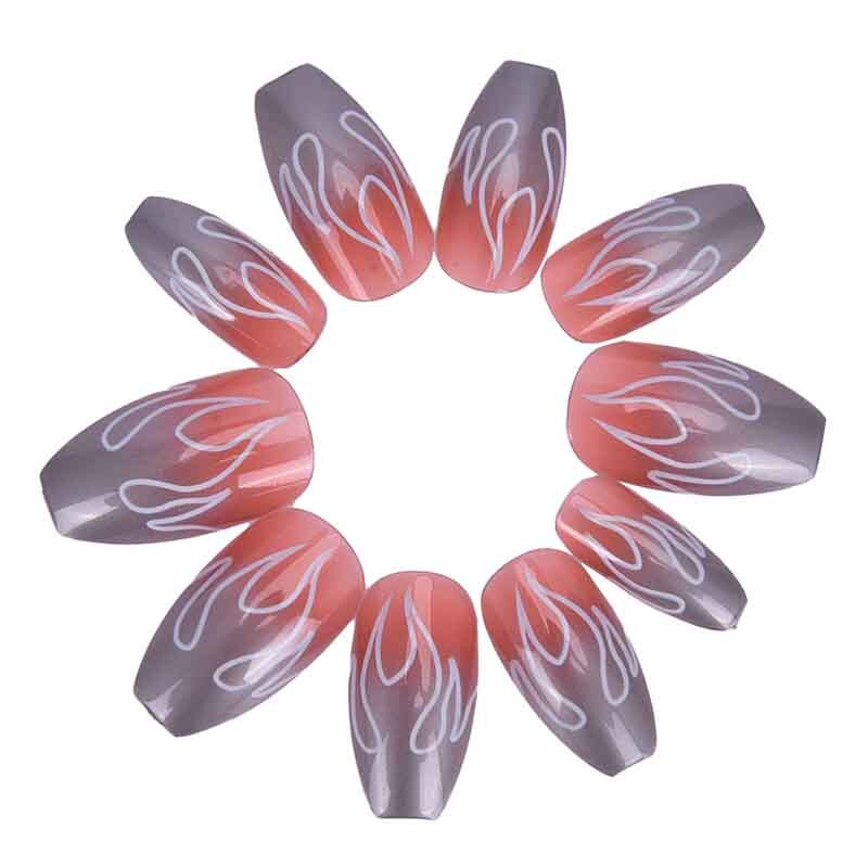 24 pièces/ensemble produit belle flamme faux ongles enfants presse sur Chic feu Style court faux ongles Punk manucure décoration