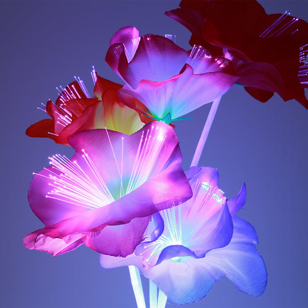 Fibre optique lampe fibre lampe à LED fibre fleur lumière belle colorée en plastique Kapok Vase noël maison Bouquet chambre fibre optique