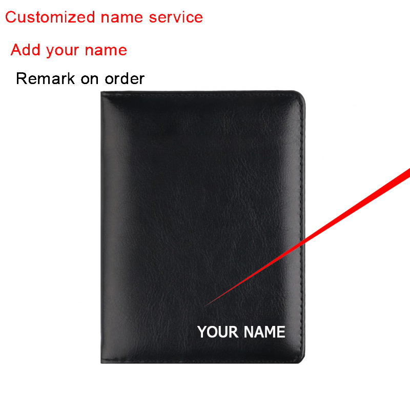 Organisator Lederen Paspoort Cover Reizen Paspoorthouder Mannen Vrouwen Portemonnee Met Kaarthouder &amp; Money Pocket: Black Add name