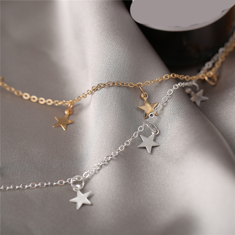 Gold Color Chain Tassel Star Choker Necklace for Women Boho Chocker Necklace Pendants On Neck collier femme Jewelry