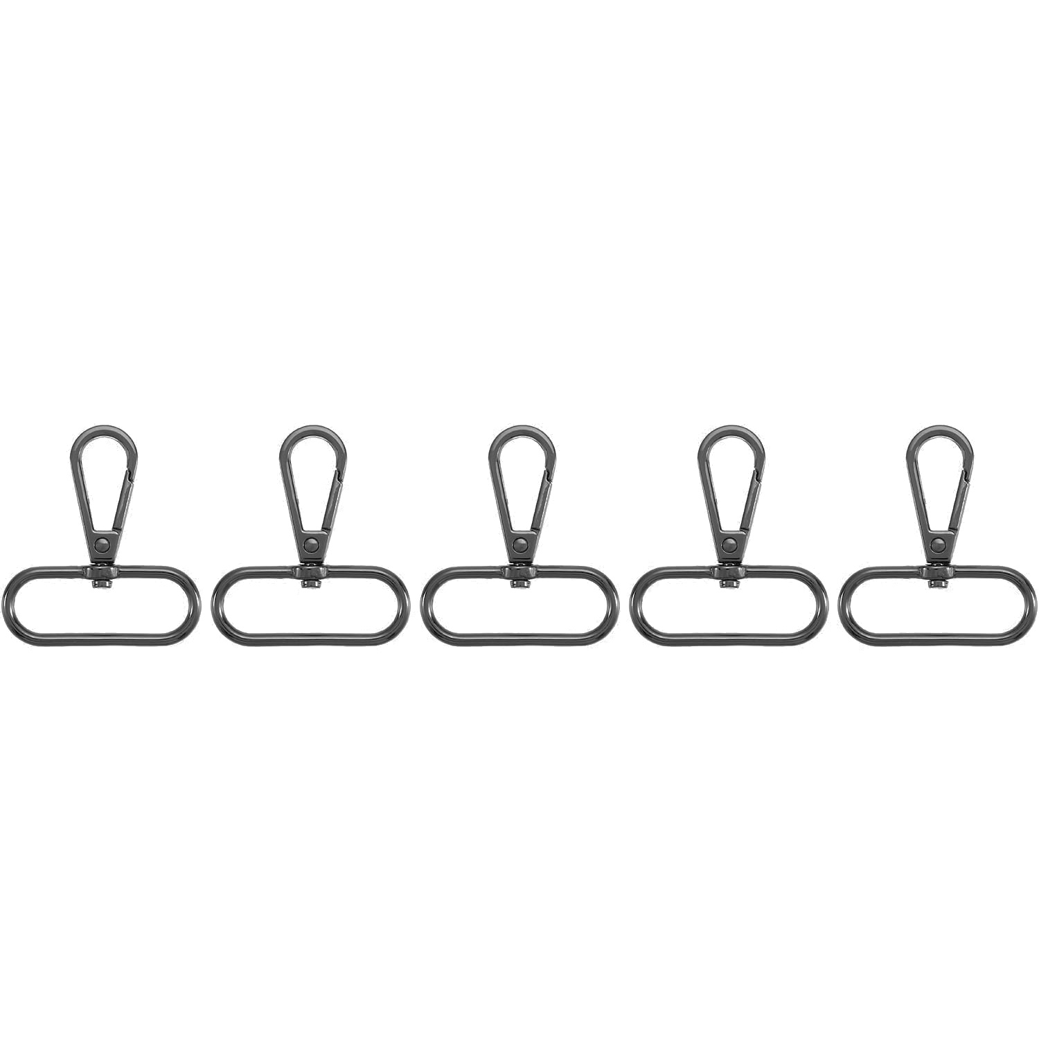 5 stks Draaibare Sluitingen, Ovale Ring Karabijn Klauw Metalen Push Gate Karabijnhaak voor Portemonnee Sleutelhanger Riem: 4 # / zwart