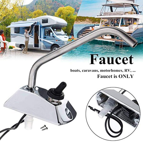 12V Full 360 Degree Galley Rotation Tap With Switch For Caravan Boat Motorhome RV Accessories