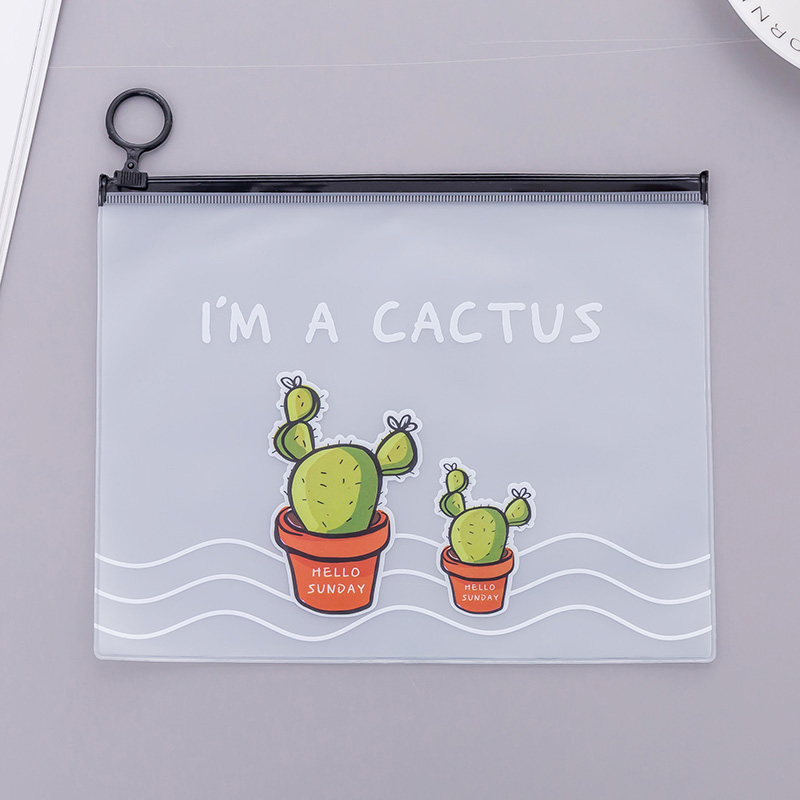 Sacs en plastique à fermeture éclair, Cactus dessin animé mignon sac de rangement Transparent de maquillage pour crayon organisateur de bureau à domicile: Style 2