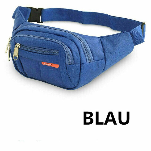 Hoge Qualitymen Vrouwen Compartimenten Zak Waterdichte Bum Waterdichte Bum Bag Hip Bag 4 Compartimenten Riem Tas Voor Vrouwen En Mannen: Blue