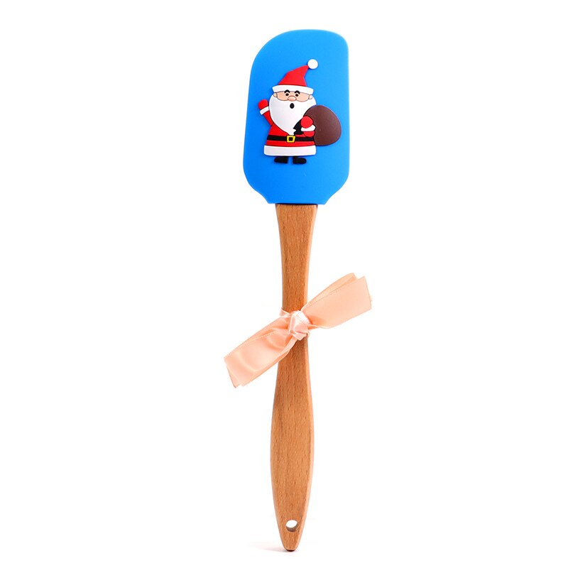 Silicone Spatulas beechwood handle - Kitchen Utensils Non-Stick for Cooking, Baking, Mixing and Christmas Decorating: Santa