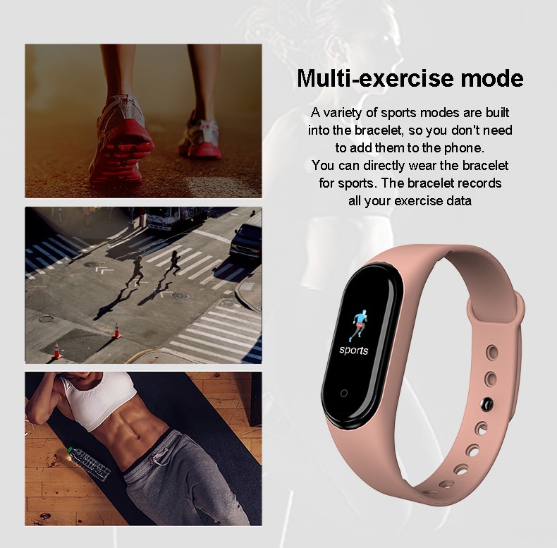 M5 m45 smartband sport fitness armbandsur fitness tracker smartband blodtryck pulsmätare vattentätt armband