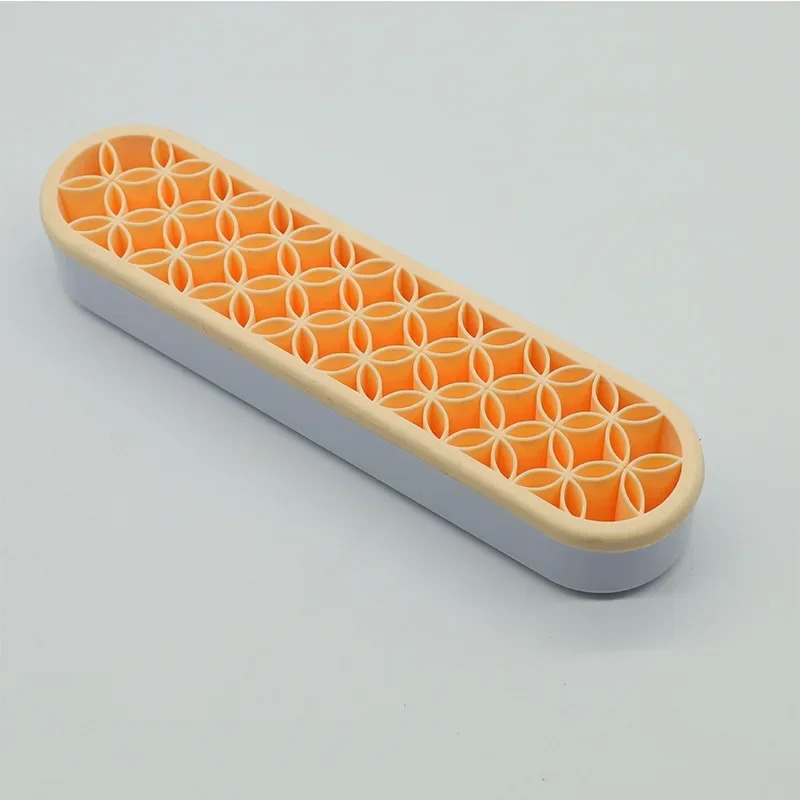 Étagère porte-brosse de maquillage porte-stylo à ongles présentoir support mallette de rangement de brosse organisateur en Silicone étagère de séchage pour pinceau de maquillage: YELLOW