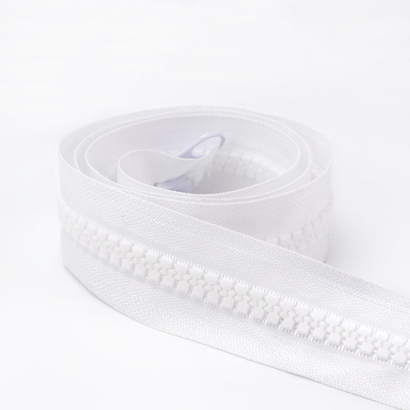 Meetee 10 # cremallera de resina de + simple/de doble cara para la cabeza-1/2M para viajes al aire libre tienda mochila accesorio de costura DIY AP671: white / double side slider / 1 meter