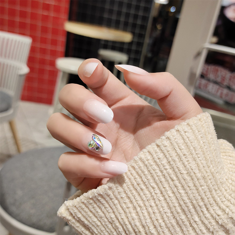 24 Pcs/Boxed Geleidelijke Verandering Witte Bloem Lange Europa Amerika Kleine Decoratie Nep Franse Nagels Pre Acryl Nail producten