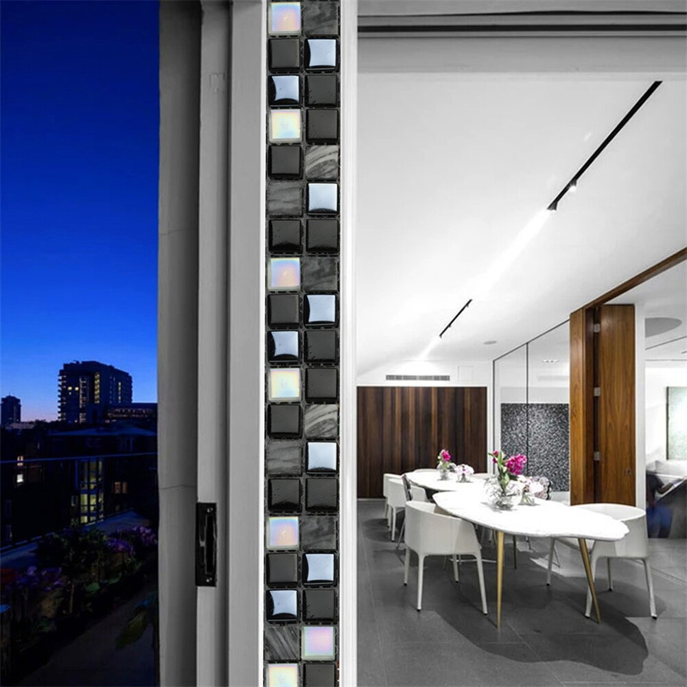 10pcs Mosaic Plane Sticker Black Gray Pvc Self-adhesive Bathroom Kitchen Tiles Waterproof Wall Stair Tile Stickers Decoration