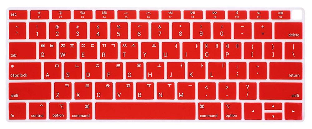 Koreansk sprog silikone tastatur cover hud til macbook nyeste air 13 tommer release  a1932 med nethinde display os layout: Rød