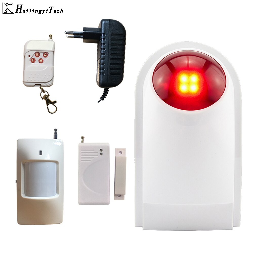 HuilingyiTech Home Security PIR Alert Infrared Sensor Anti-theft Motion Detector Alarm Monitor Wireless Flash Siren Alarm system: flash-standard / EU Plug