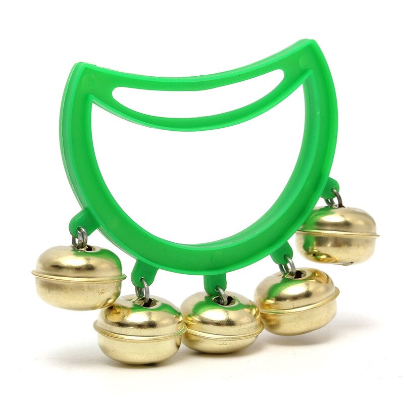 Jingle bells 1 stk håndholdt kane flerfarvet plast-metal 8.5 x 5.5cm børn håndklokke pædagogisk legetøj musikinstrument: Grøn