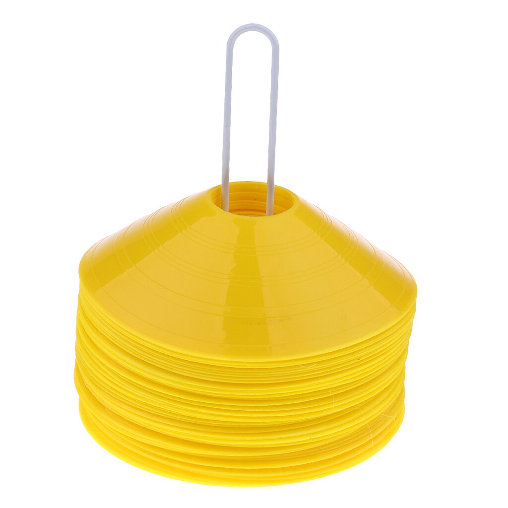 Set di coni per dischi da calcio sportivi da 50 pezzi per allenamento di calcio, pattinaggio, calcio, basket: Yellow