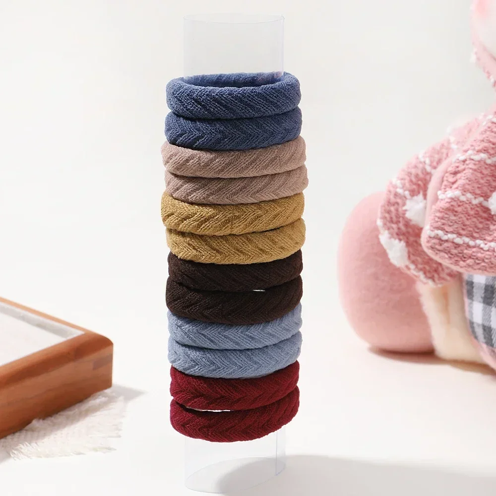 Gomas elásticas para el pelo para niña y mujer, cintas elásticas sencillas para el pelo, coletero, accesorios para el cabello, 12 piezas: Champán