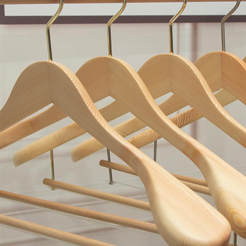 6Pcs Massief Houten Kleerhanger Brede Schouder Pak Rek Shirt Broek Truien Jurk Droogrek Kledingkast Organizer