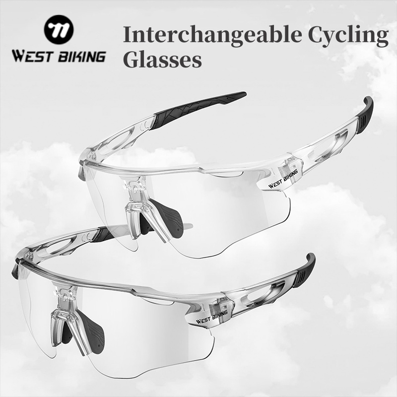 WEST BIKING Cycling Glasses With Interchangeable 3 Lenses Lightweight UV400 Sunglasses Men Women Eyewear Outdoor Sports Goggles