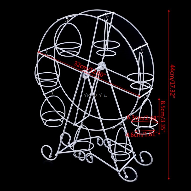 Noria giratoria de Metal para exhibición de tartas, soporte para postres, magdalenas, Decoración de cumpleaños y bodas, suministros para fiestas, 8 tazas