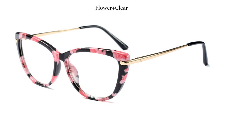 Kvinders brillestel metal kat brillestel kvinder retro vintage computer briller briller pink: Blomst
