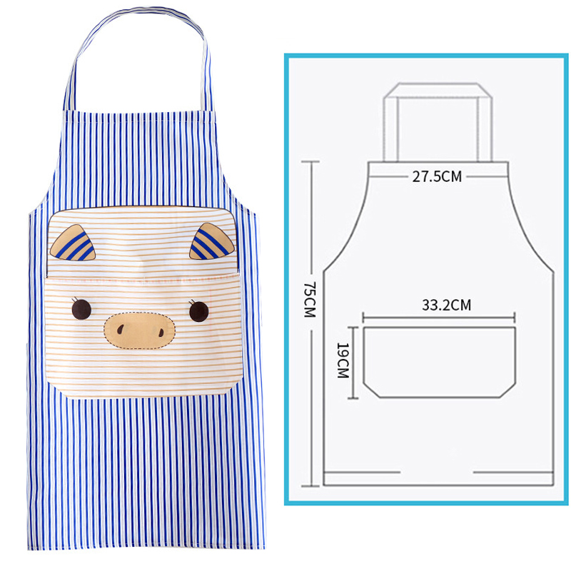 FILBAKE Cute Pig Kitchen Apron Waterproof Cartoon Printed Home Clean Tool For Cooking Painting Kitchen Accessories
