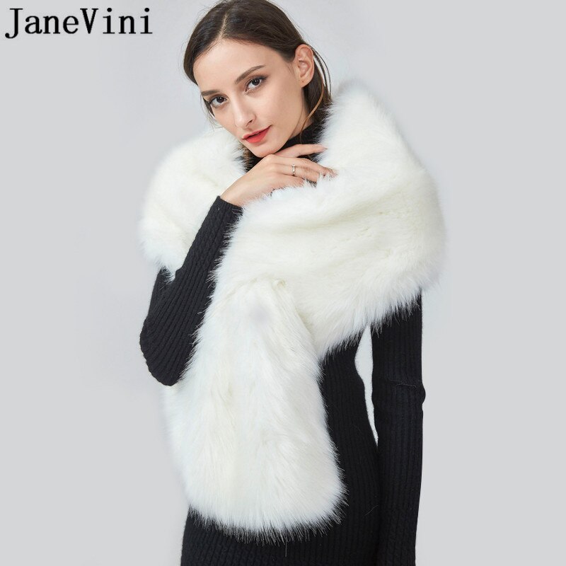JaneVini Winter Braut Kap Hochzeit Mantel Faux Pelz Stola Weiß Rot Braut Capes Wraps Frauen Formale Kleid Schals Boleros Stolen