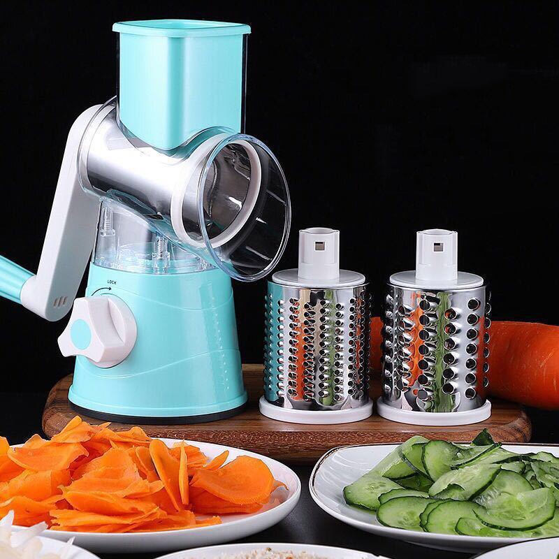 Multislicer 3 em 1 gadgets de cozinha 2020 manual cortador vegetal slicer cozinha criativa acessórios cozinha vegetal chopper ralador: Blue