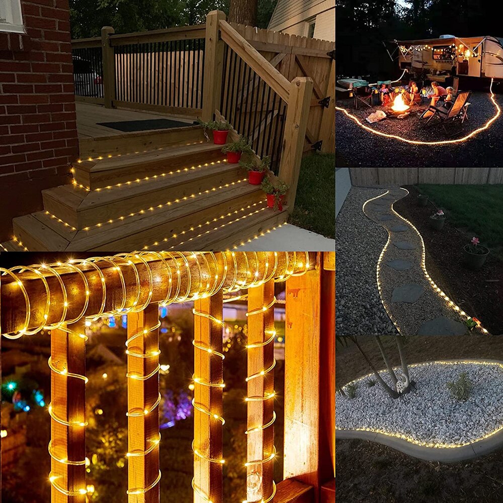 300LEDs Outdoor Seil Solar LED Lichterkette PVC Rohr Fee String Lichter für Pool Balkon Baum Garten Hof Zaun deck Party