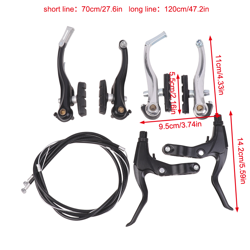 Bike V Brake Set Bike Front Rear V Brake Set Aluminum Alloy Mountain Road Bike V Brake Pads And Levers Set Riding Accessories