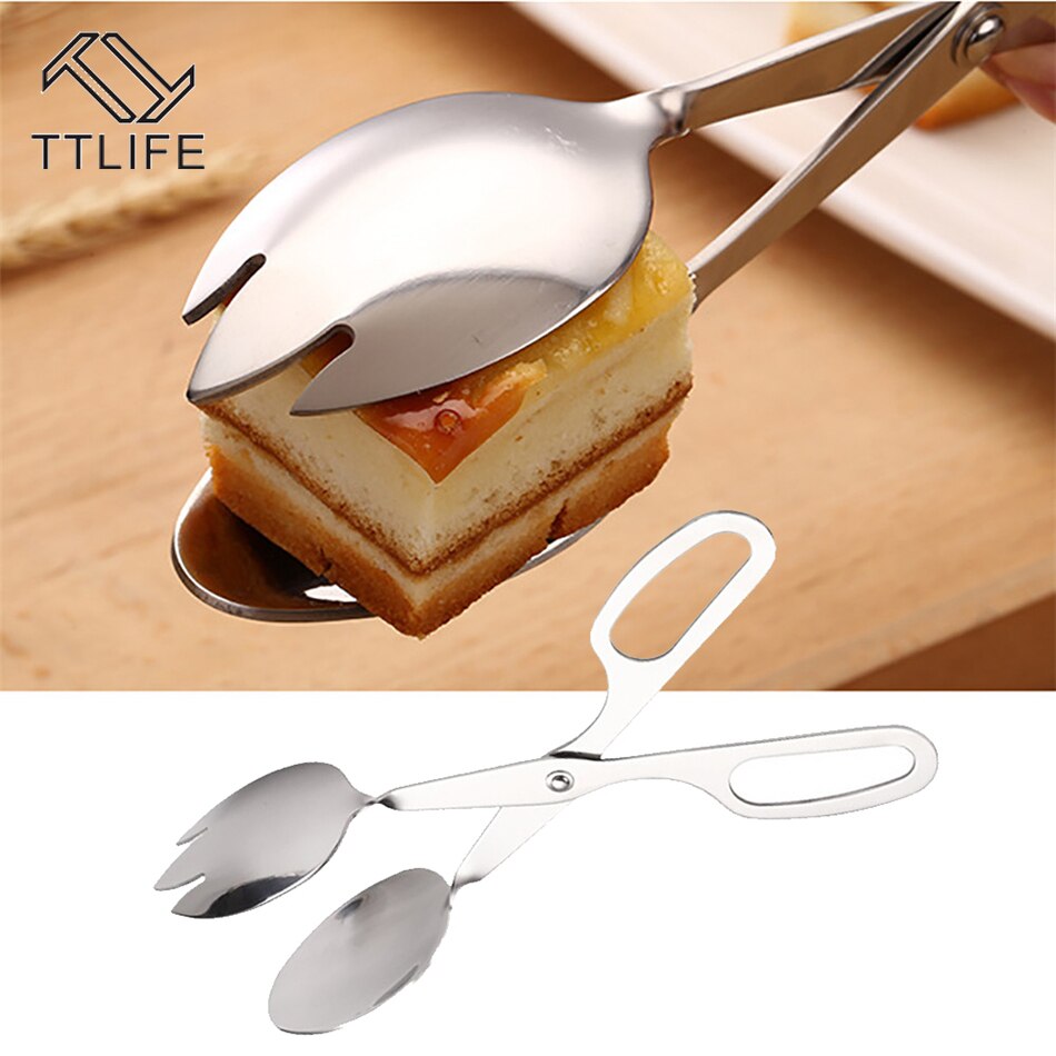 Stainless Steel Salad Tongs Egg Clip Kitchen Tool Serving Spoon Fork Kitchen Accessories