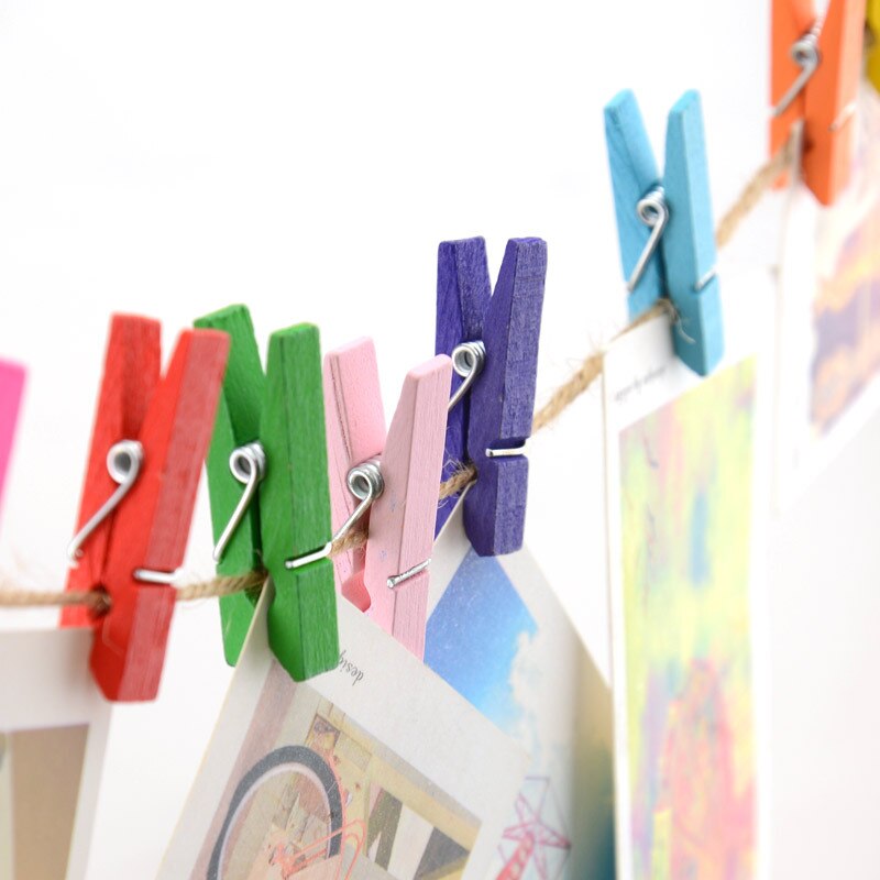 10pcs/pack 3.5cm colorful wood clip paper clips for wedding photo samll spring clips