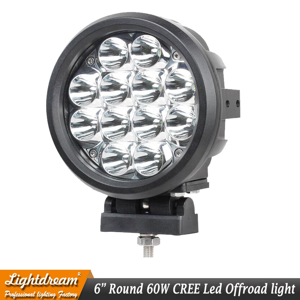 6 inch led lights Driving 60W Round Led OffRoad Lights 12V Spotlights HeadLight 4x4 Truck+ Protect Cover 12Leds x1pc