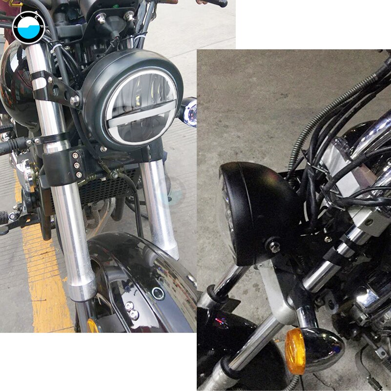 5-3/4"Inch LED Light Bulbs H/L Projection Headlight With 5.75 Inch Headlight Bucket shell For motorcycle Sportster XL 883