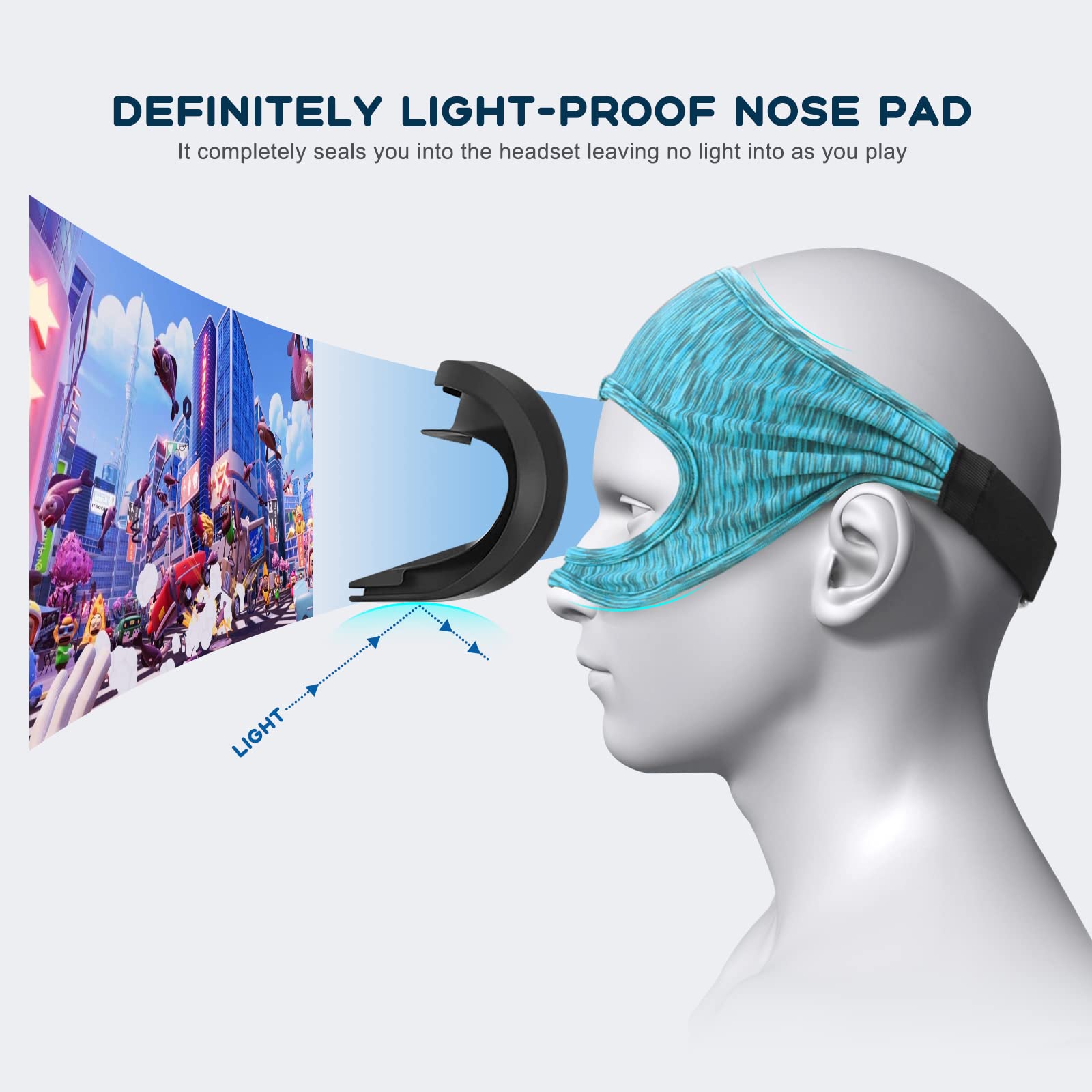 For Oculus Quest 2 Eye Mask Cover Breathable VR Accessories Sweat Band Adjustable Sizes Padding with Virtual Reality Headsets