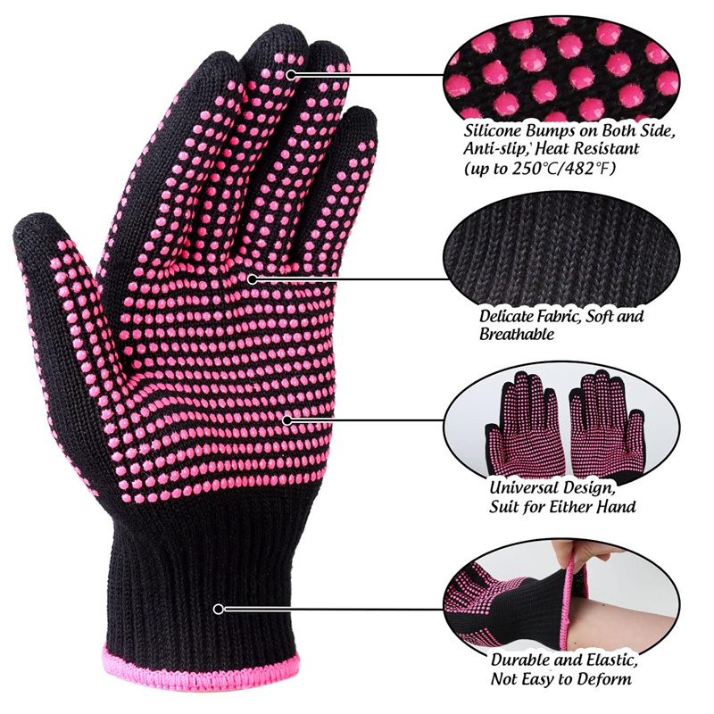 2 Stück hitzebeständige Handschuhe mit Silikon-BöGen, professionelle hitzebeständige Handschuhe, Haar-Styling, Lockenstab, stechen, Glätteisen