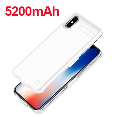 5200 mah uppladdningsbart batteriladdarfodral för iphone x extern bärbar telefonhållare powerbankfodral backup skal för iphone x: Vit