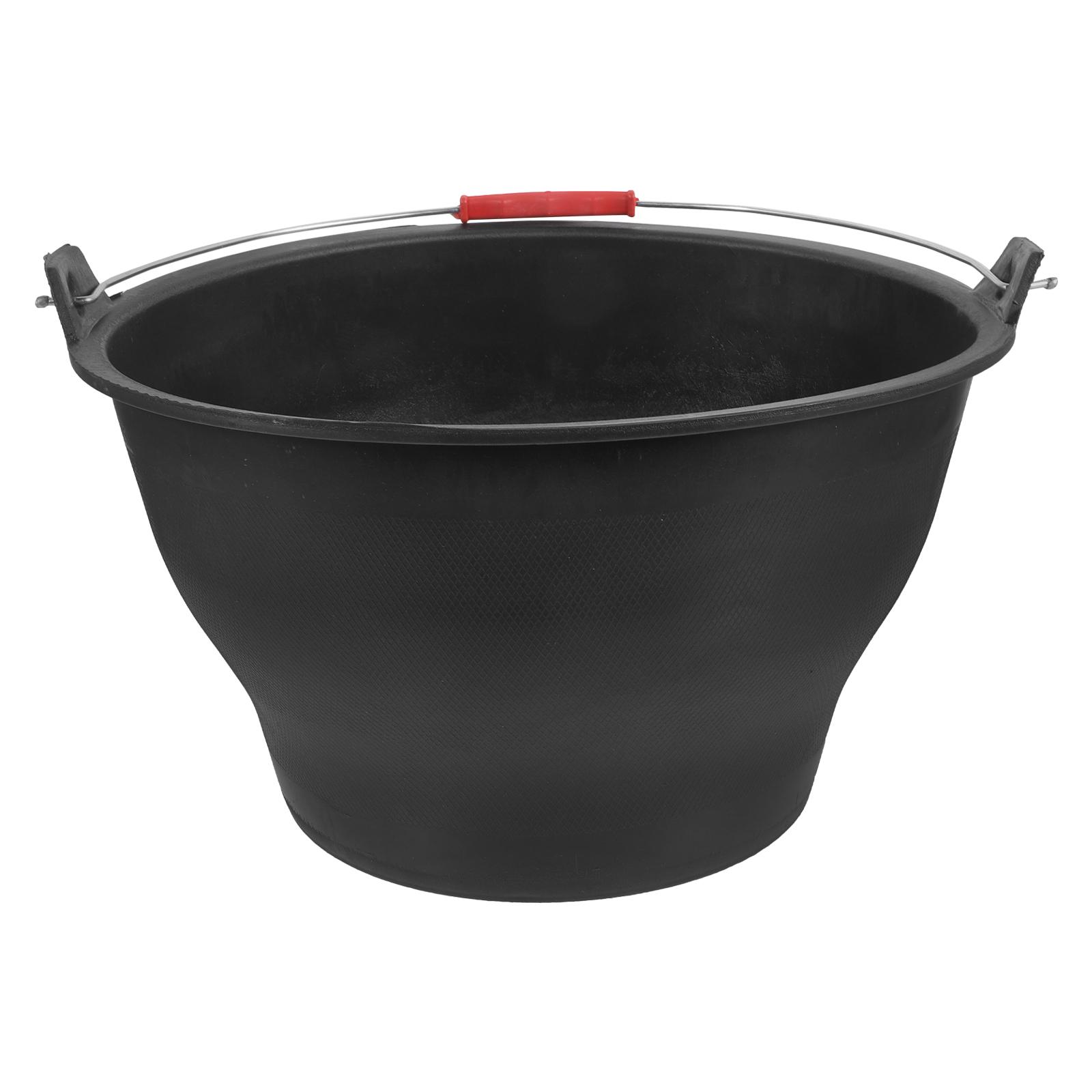Bygggrå 30 x 17 x 17.5cm kraftig gummihink för cementblandning, förvaring, bärbar handtag, svart plasthink