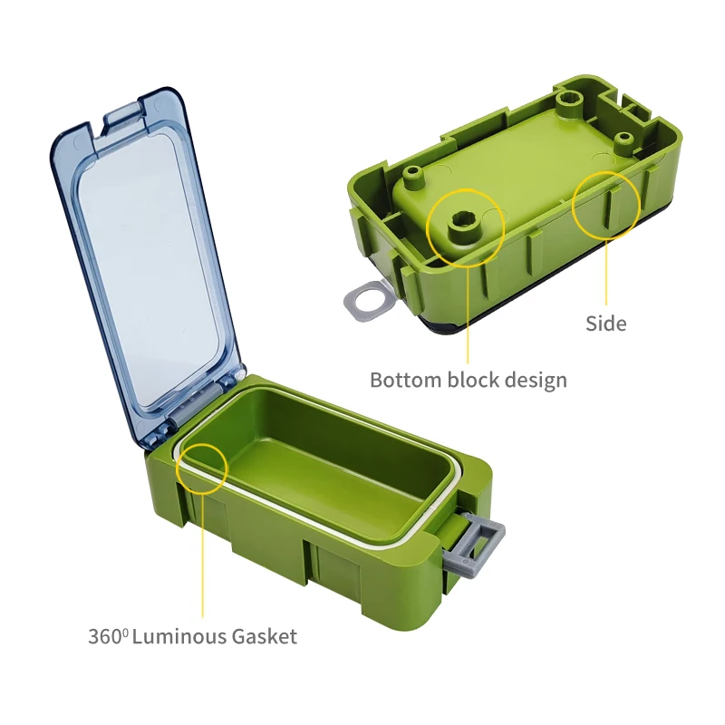 Caja de herramientas que brilla en la oscuridad para pesca, Mini caja de almacenamiento de empalme, accesorios de plástico, contenedor de cebo duro para carpa