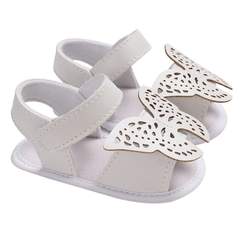 Summer Butterfly Baby Girl Sandals Newborn Baby Shoes PU Butterfly Baby Girl Shoes Princess Sandals: White / 7-12 Months