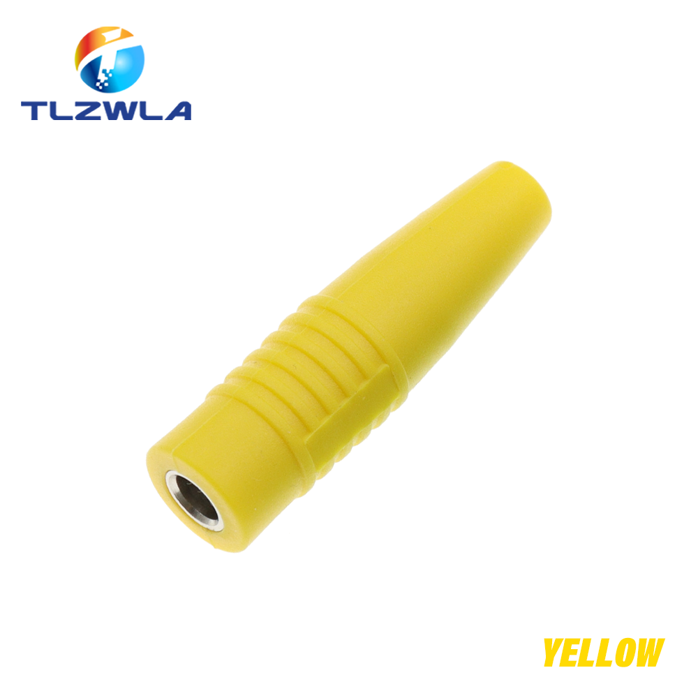 Connecteur à souder en laiton, fiche banane femelle isolée de 4mm, 5 pièces: YELLOW