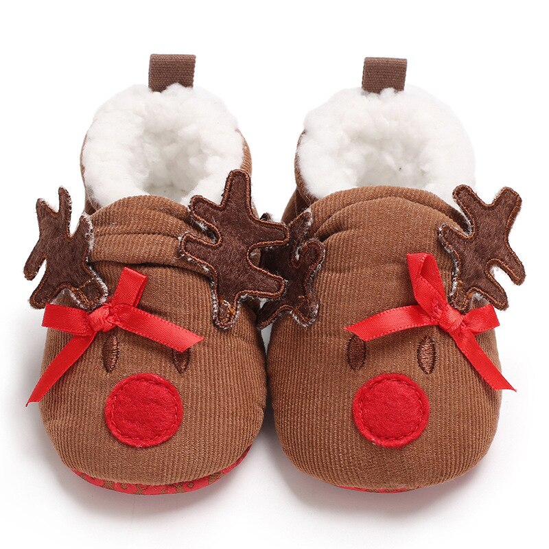 Leuke Sneeuw Katoen Warme Laarzen Zuigeling Zachte Zolen Pasgeboren Winter Baby Schoenen Voor Meisje Anti-Slip Kerst Laarsjes: Coffee / 0-6 months