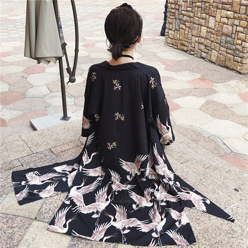 Japanse Kimono Traditionele Vrouw Lange Kimono Vest Cosplay Blouse Shirt Yukata Vrouwelijke Japanse Jurk Haori Kleding
