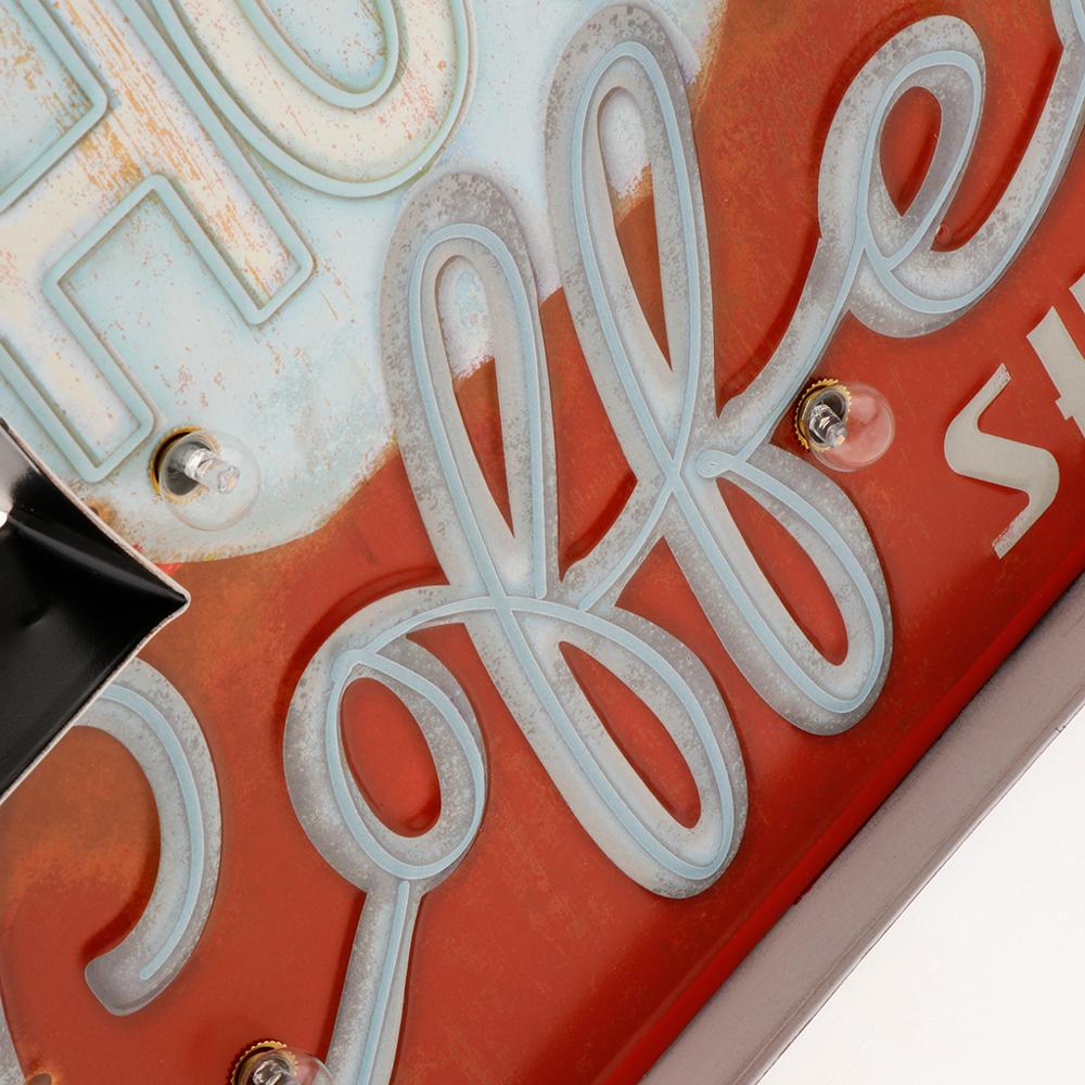 Opknoping Metalen Tin Teken Plaat Plaque Met Led Licht Voor Pub, Bar, Thuis Muur Decor (Koffie)