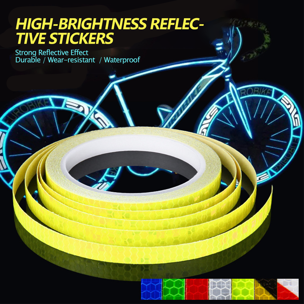 1cm*8m Bike Reflective Stickers Safety Warning Conspicuity Tape Film Sticker Strip Bicycle MTB Riding Cycling Accessories