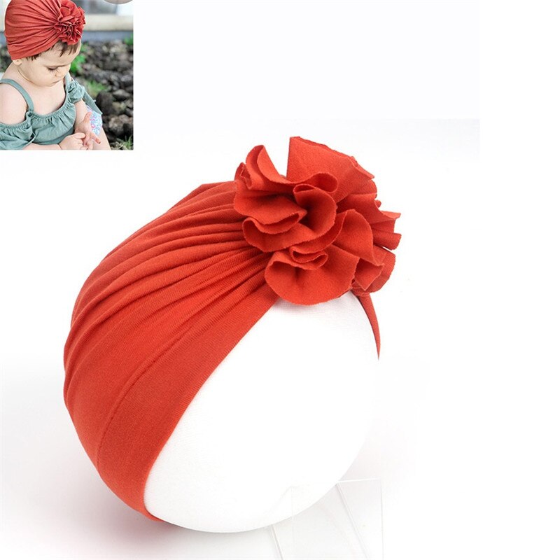 Söta småbarn barn bebis pannband flicka pannband bomull knut rosett turban pannband stretchigt flicka hårtillbehör pojke huvudbonader: En orange röd