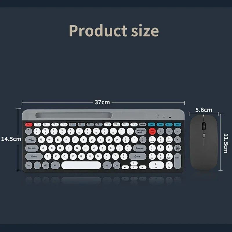 2,4 G kabellose Tastatur-Maus-Kombination, tragbar, Bluetooth, bunte Tastatur, wiederaufladbar, leise, für Tablet, Laptop, Desktop-Computer