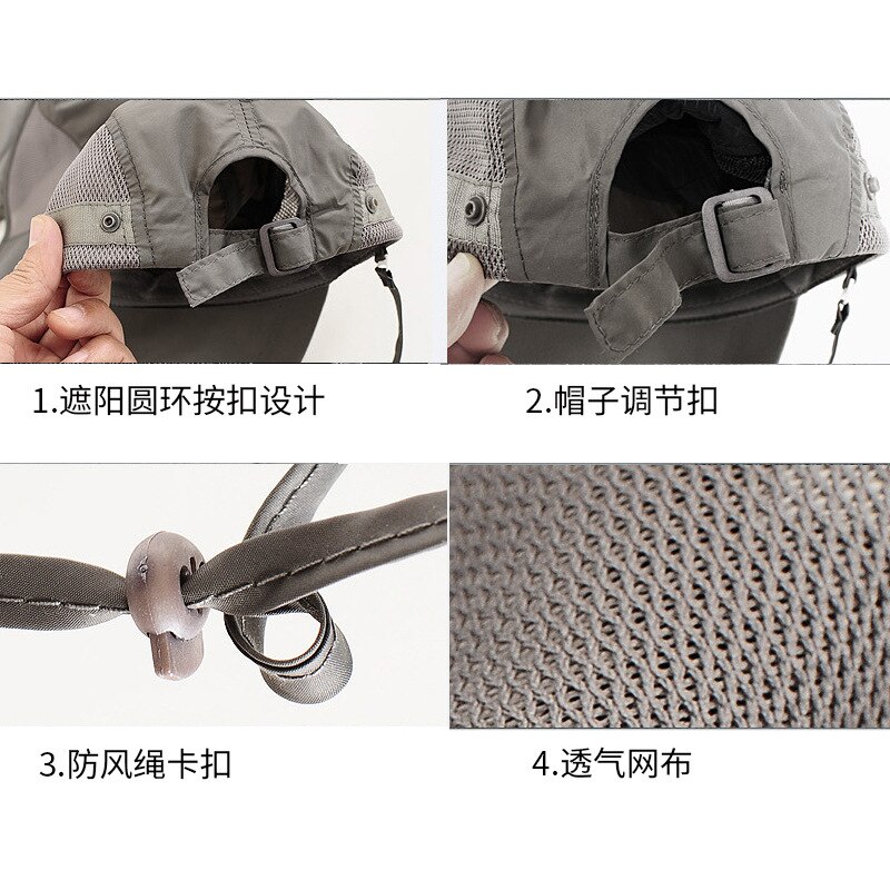 Outdoorowa z daszkiem kapelusz słońce odpinany anty-uv oddychająca wędkarstwo wiatroszczelna wspinaczka górska dżungli przeciw komarom