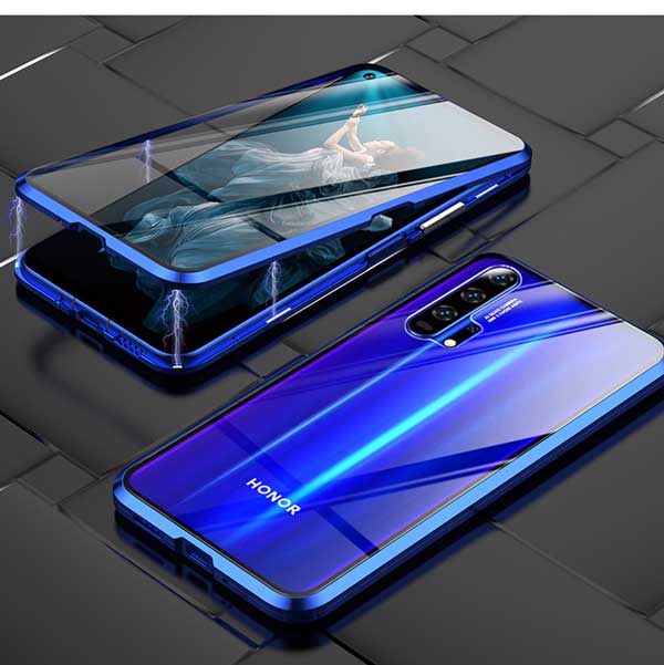 Magnetische Case Voor Huawei Nova 5T 5T T5 Yal-l21 Dubbelzijdig Glas Telefoon Cover Honor 20 Pro Case Nova 5T Metalen Adsorptie Fundas: honor 20 / blue