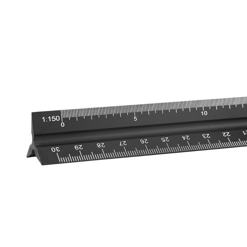 30cm architecte ingénieur technique Triangle échelle règle en alliage d'aluminium précis argent règle dessin outil à main accessoires: Small proportion
